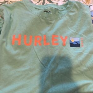 Hurley Green Tee with Orange Logo